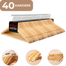 40 X WOODEN COAT HANGERS SUIT