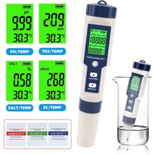 5 in 1 Salinity/TDS/EC/PH/Temp Meter Water Quality Tester Monitor Analyzer Test