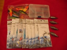 Sea Fishing  50 Hooks in Box 10 Rigs Weights & Shads