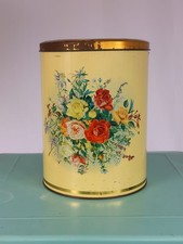 Large Vintage Blue Bird Confectionary Floral Storage Tin By Harry Vincent Ltd