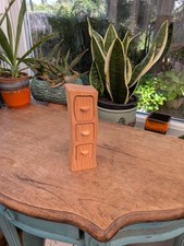 VTG Hand-Carved Wooden 18cm Miniature 3-draw Dresser Jewellery/Trinket Box 273g