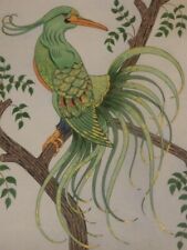 A gouache and gold leaf painting of an exotic bird, signed 'Irene', dated 1954