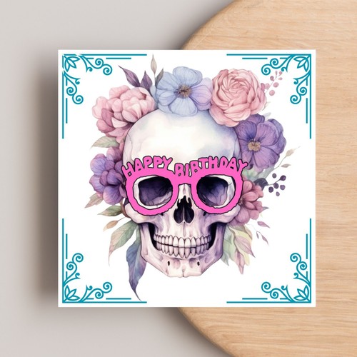 Skull birthday card gothic - skull,