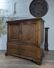 Antique Oak Side Cupboard With
