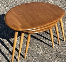 STUNNING  SET OF RETRO ERCOL NEST OF  PEBBLE COFFEE TABLES VERY CLEAN CONDITION