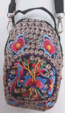 Bag shoulder cross body ladies girl 2 Zip pockets Embroidery Black handbag new