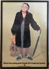 Vintage 1980s New Balance Athletic Shoes Old Lady Grandma Advertising Ad Poster