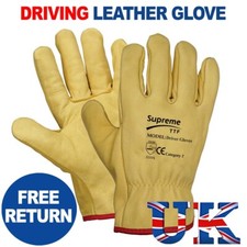 Supreme Yellow Leather Driver Work Gloves Fleece Lined Lorry Truck Driving Glove