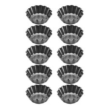10 Pack Carbon Steel Tart Tins for Home Baking Mini Cakes and Pastries