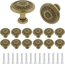 14pcs Antique Bronzy Cabinet Knobs, Vintage Cabinet Handles Drawer Knobs Flower