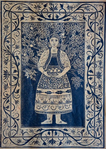 Blank birthday card woodcut - birthday, card,
