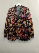Harry Brown Jacket Mens 38 R Blazer Black Mix Velvet Floral Dinner Tuxedo Smokin