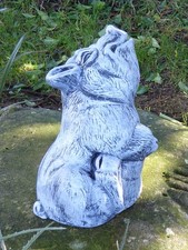 Stone Ornament Garden Pig Looking Up Garden statue Handcrafted In the UK
