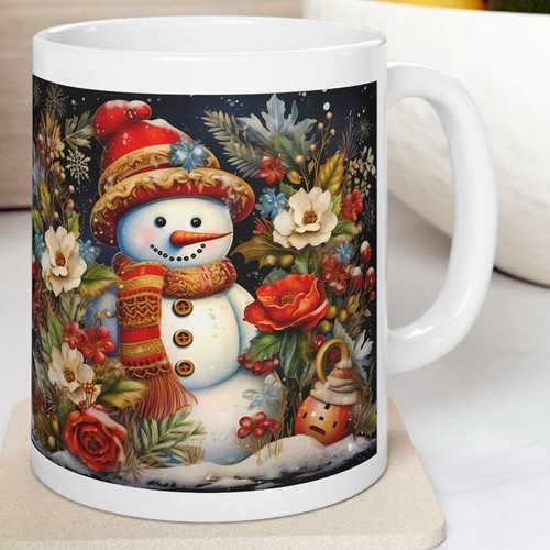 Funny snowman floral christmas - snowman,