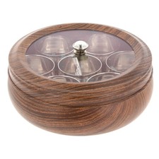 Authentic Indian Spice Tin Box Stainless Steel 7 Spices Masala Dabba Wooden Look