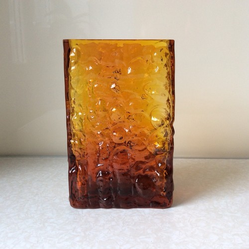 Vintage glass rectangular vase - vintage,