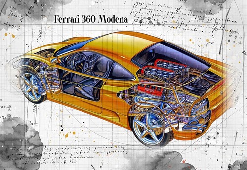 Line tech drawing ferrari 360 - tech,