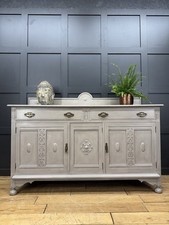 Large Painted Sideboard Cupboard with Drawers – Grey Storage Unit / TV Cabinet