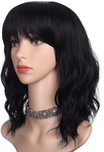 Short black bob wig - black, with
