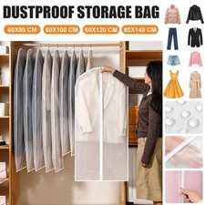 10PCS Zip Clear Polythene Garment Covers Suit Dress Coat Dust Protector Bags Set