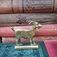 Antique Small Brass Goat Mantle Figurine 