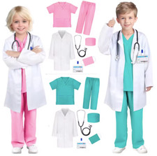 Kids Doctor Nurse Costume Boys Girl Fancy Dress Up Role Play Set Halloween Party