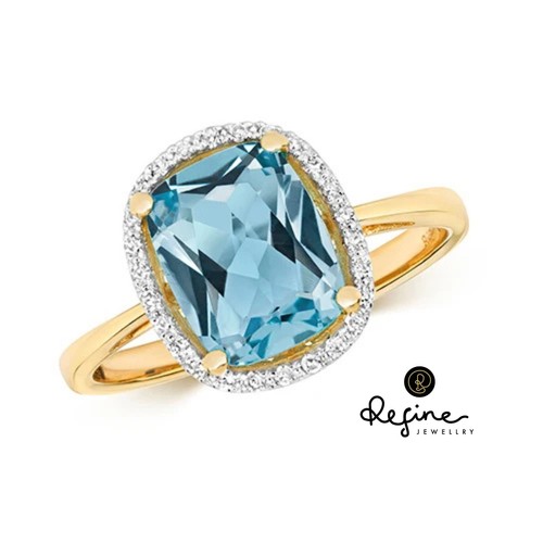 9ct yellow gold blue topaz - yellow,