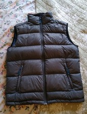 Men's Size Med Grey Down Padded Body Warmer Gilet Zip Up By Crane