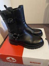 Reiker Black Biker Boots Size 4 Very Good Condition with Box