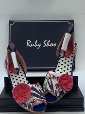 RUBY SHOO Phyllis Sage Floral Low Heeled Wedge Shoes UK size 7 Brand New in Box