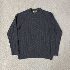 Superdry Jumper Mens Large Cable Knit Long Sleeve Speckled Grey Long Sleeve
