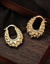 18ct Gold GF Small Classic Creole Hoop Earrings Romany Gypsy Style Non Tarnish