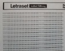 LETRASET HELVETICA MEDIUM NUMBERS 8pt 2mm Half sheet Dry Rub On Transfers #2690