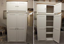 Large Painted Linen/ Larder Unit with Top Cupboard- F&B Strong White Hand Made 