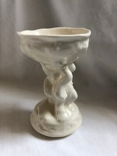 VINTAGE Cream Ceramic Faro Cherub Angel Figurine Statue Candle Holder 5in