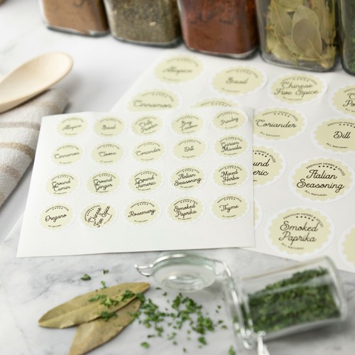 Herbs spices jar labels - herbs, &