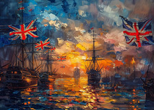 Hms Victory Sail Ship Seascape Canvas Picture Print Wall Art - Artist impression