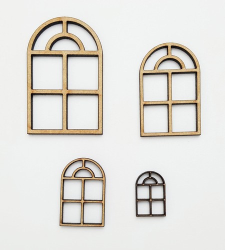 Wooden mdf arched window set - wooden,