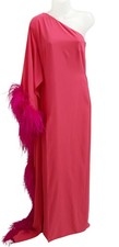 BLAZY SHOWER Ladies UK XS Neon Pink Feather Trim Dress From Trinny Pre-Loved 