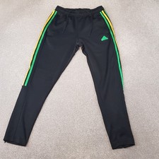 Adidas Mens Tracksuit Bottoms Medium Black Jamaica Green Yellow Rasta Stripes