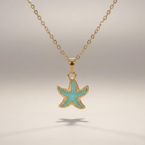 Blue starfish charm - blue,
