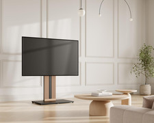 FITUEYES Floor TV Stand for 55-88 Inch TVs Beech Wood  Freestanding TV Stand