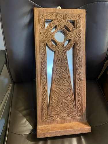 Hand carved oak - mirror., one