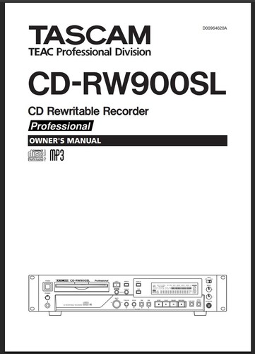 Tascam rw900sl instruction - cd-rw900sl,