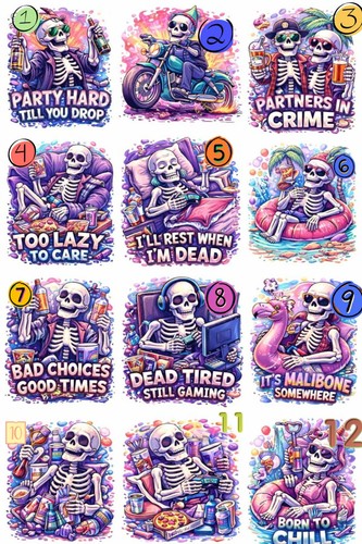 Skulls dtf decals - decals, on