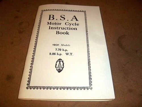 Bsa instruction book for - bsa, 1931