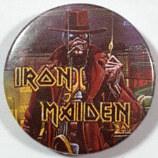 1986 Iron Maiden Rock Band Tin Music Badge 25mm Stranger in a Strange Land. Eddy