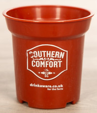 Collectable Genuine Southern Comfort Brown Plastic Plant Pot Glass