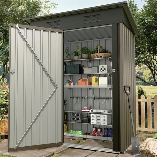 5x3ft metal garden shed brown - shed,