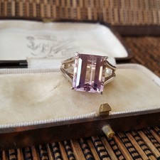 925 Sterling Silver Ring, Genuine Ametrine Gemstone Ring,Size S US 9, 925 Silver